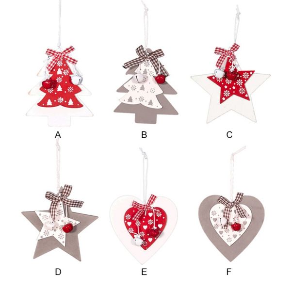 

christmas gift desk wooden tree star heart shape decoration christmas tree pendant new year cute ornaments