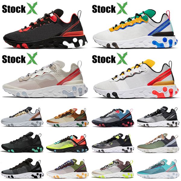 

sell des undercover 87 react element 55 chaussures running shoes bred tuor yellow green women mens designer sneakers, White;red
