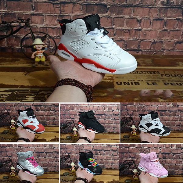 

2019 детская 6 баскетбольная обувь для мальчиков девочек ретро инфракрасный Кармин