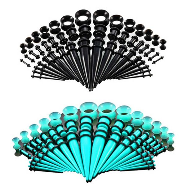 

50pcs/set acrylic ear gauge taper and plug stretching kits flesh tunnel expansion body piercing jewelry, Golden;silver
