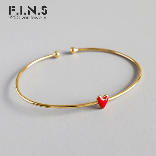 

f.i.n.s s925 sterling silver gold color fashion charming red tiny love heart bracelet female friendship bracelet fine jewelry, Black
