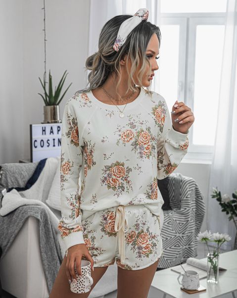 

casual women home comfortable and fashionable printed ladies suit two piece set jumpsuits elastic waist rompers womens jumpsuit, Gray
