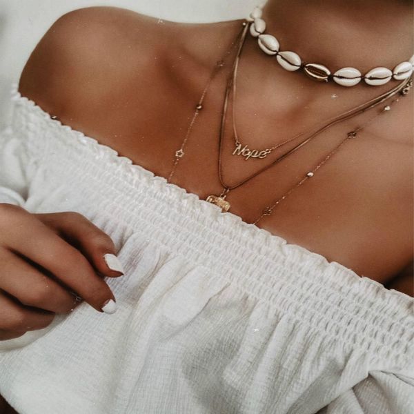 

natural shell choker necklace collection puka shell statement necklace for summer women jewelry gift drop shipping, Golden;silver