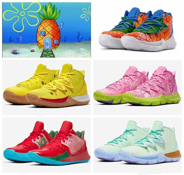 

2020 new kyrie shoes tv pe basketball shoes 5 for 20th anniversary irving 5s pineapple house graffiti x squidward sponge size 40-46, White;red