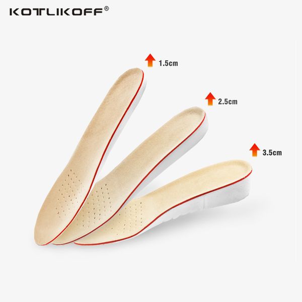 

kotlikoff leather increased insole 1.5cm-3.5cm cushion shoe lift height increase heel insoles pair taller for men/ women shoes, Black