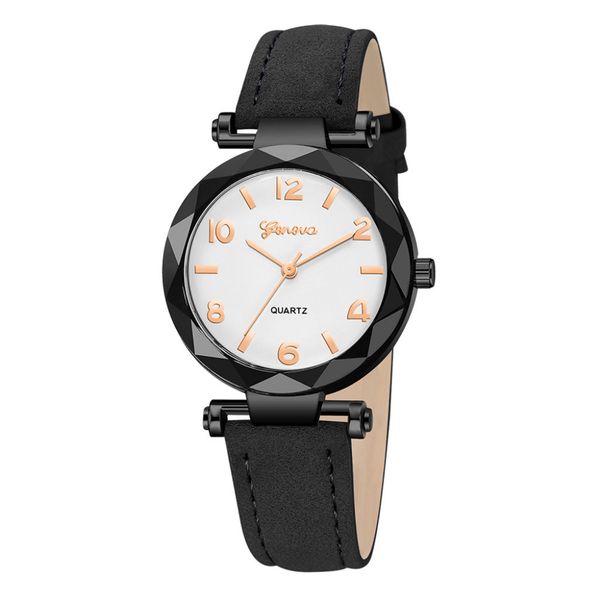 

women's watch luxury arabic numeral geneva fashion dress watches woman leather quartz clock ladies wristwatch montres femme 618, Slivery;brown