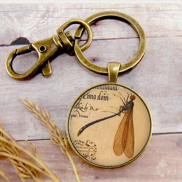 

retro dragonfly key ring key chain key buckle insect pendant birthday festival anniversary gift jewelry accessories, Slivery;golden