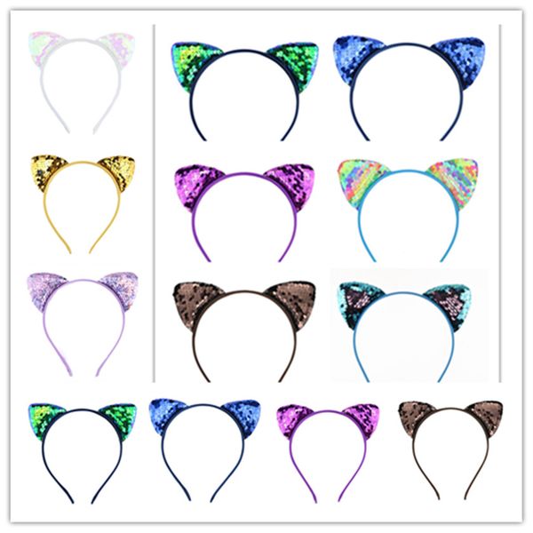 

блеск mermaid блестки cat ear hairband девушки реверсивные hairhand wrap застежка стяжкой обруча kids girls wash headress party благоприятна, Slivery;white