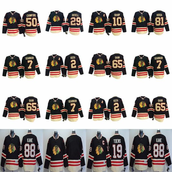 

чикаго блэкхокс зимняя классика джерси 88 патрик кейн джерси 19 джонатан тэйвс 29 брайан bickell 65 андрей шоу хоккей джерси сшитые, Black;red