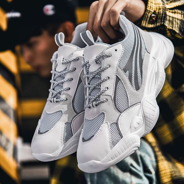 

fashion sneakers men light casual shoes hard-wearing breathable zapatos hombre comfortable trend men shoes flats, Black