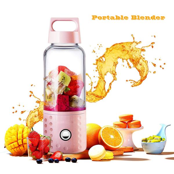 

portable blender pink smoothie blender usb juicer cup 500ml 150w cup fruit mixing machine with 4000mah rechargeable batteries