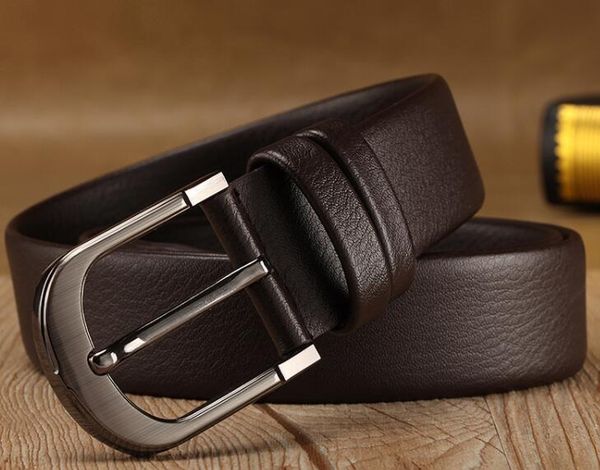 

новая мода мужские ремни бизнес luxury ceinture металл сглаживать пряжка оригинальные ремни из кожи для мужчин поясной ремень бесплатная дос, Black;brown