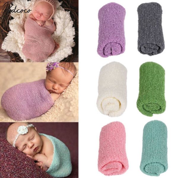 

pudcoco newborn baby girl boy crochet knit wrap cocoon blanket one piece 40x150cm