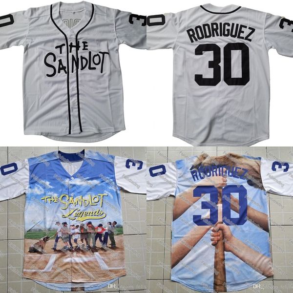 

30 Benny 'The Jet' Rodriguez The Sandlot Legends Baseball Jersey Men Stitched name and number Jerseys White Free Shipping