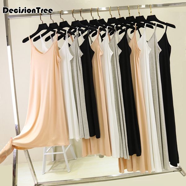 

women's sleepwear 2021 womens slip dress full petticoat woman basic skirt underdress vestidos loose slips underskirt, Black;red