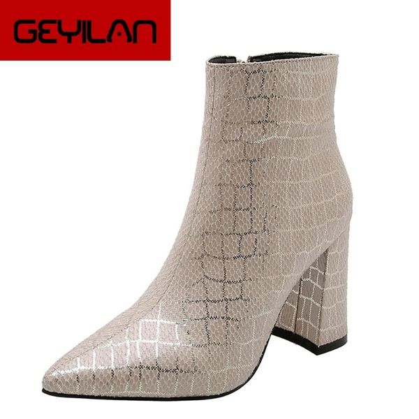 

large size 32-43 new chunky heeled ankle boots women shoes elegant high heels office lady shoes woman boots, Black