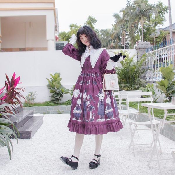 

lolita dress cute printing ruffled high waist bowknot victorian dress simple kawaii girl gothic loli cos gothic lolita op, Black;red