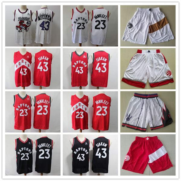 

mens toronto raptors throwback jerseys pascal 43 siakam fred 23 vanvleet basketball jersey basketball shorts black white, Black;red