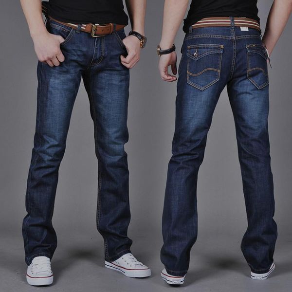 

brand mens jeans 2019 fashion casual male denim pants skinny trousers cotton classic straight jeans high quality, Blue