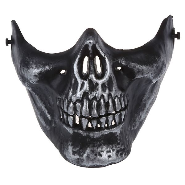 

mask skull skeleton paintball half face protect mask (silver