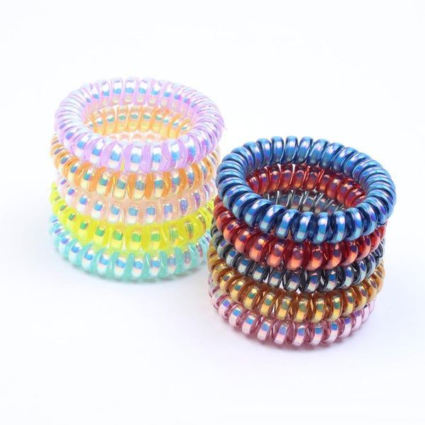 

shiny hair ring coil ties tie girls women rubber hair bands headwear rope rings telephone wire cord gum scrunchy scrunchies hair accessories, Golden;silver