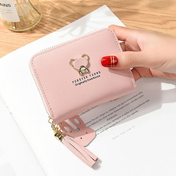 

hardware little wallet female cute bear short zipper edgy women's zero wallet women's mini handbag, Red;black