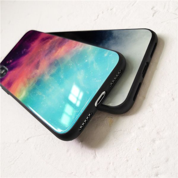 

for iphone xr glass case glass back cover tpu frame phone case for galaxy note 10 pro star space case