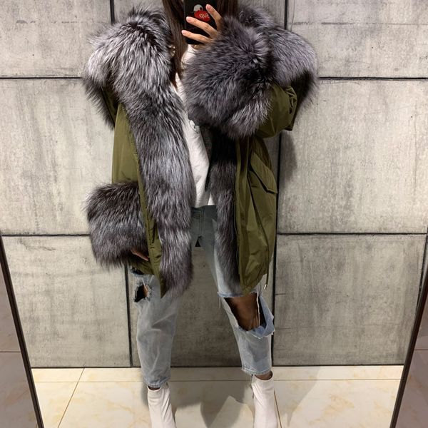 

natural fur parka women real fur parka, Black