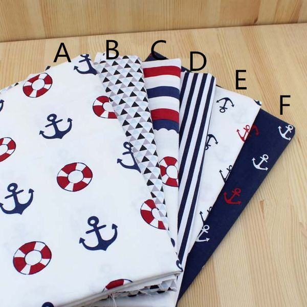 

160cm*50cm navy style sea anchor bedding cotton fabric infant bedding linens baby cloth pillow diy quilt sewing tissue tecido, Black;white