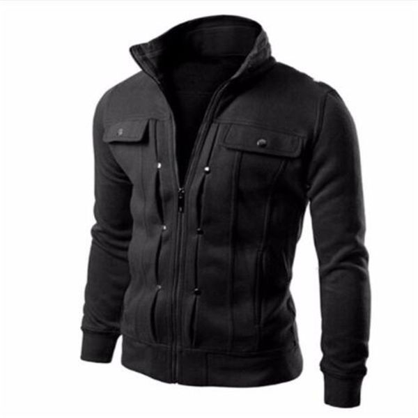 

new fashion autumn winter men jackets coat stand collar slim designed lapel zipper long sleeve coats jacket men outerwear, Tan;black