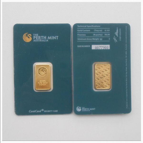 

copy - 5 gram/10 gram/1oz green perth mint gold plated bar, non-magnetic, plated 24k gold,gift dhl 10pcs/lot