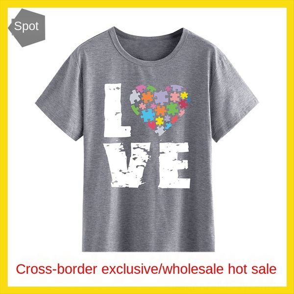 

american women's love colorful letter short-sleeved t-shirt american women's love colorful letter short-sleeved t-shirt, White