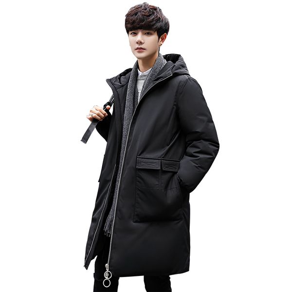 

2019 men's down coat winter fashion down jacket men hooded thicken white duck jakcets men black and armygreen yr89