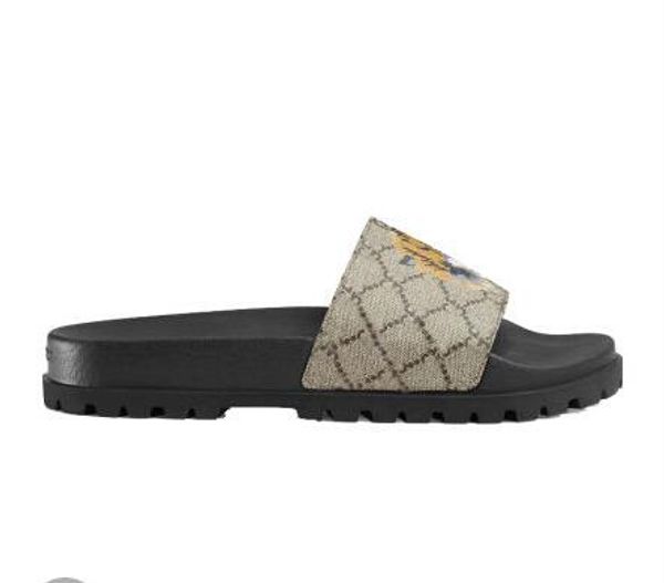 

rubber slide sandal floral brocade men slipper gear bottoms flip flops women striped beach causal slipper us4.5-12 007, Black