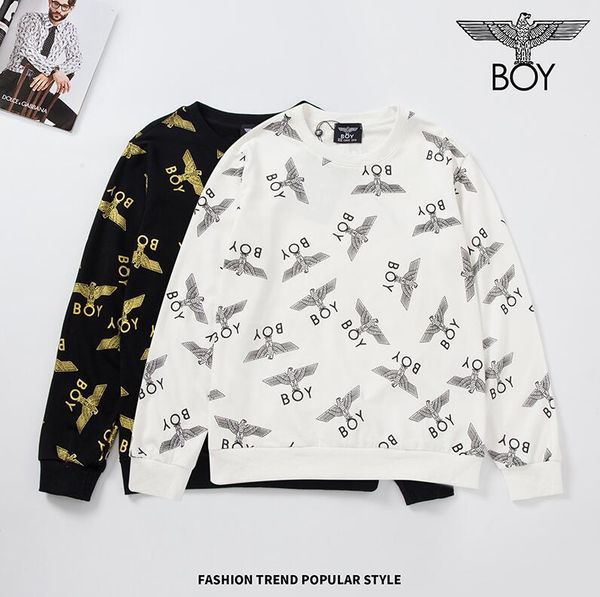 

fashion brand london boy sweatshirt mens designer classic eagle logo hip hop sweatshirts terry black white pullover sweater