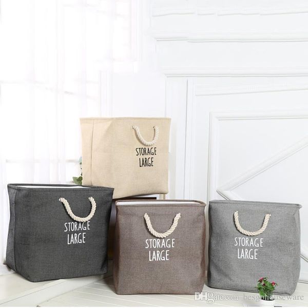 

wholesale cloth toy snack storage box waterproof laundry storage baskets box folding portable cotton linen foldable storage bag bc bh0656-1