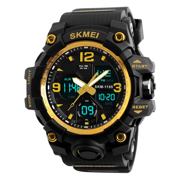 

brand skmei men sport watches digital chronograph double time alarm watch 50m watwrproof led light relogio masculino wristwatch, Slivery;brown