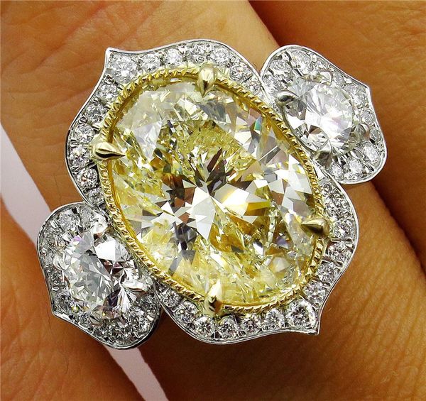 Set di anelli di promessa unici Fedi nuziali in zirconi color argento per gioielli da sposa con fiori di fidanzamento da donna