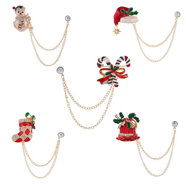 

5 color optional new christmas wind chime socks hanging chain brooch ornament diamond color europe and america christmas gift