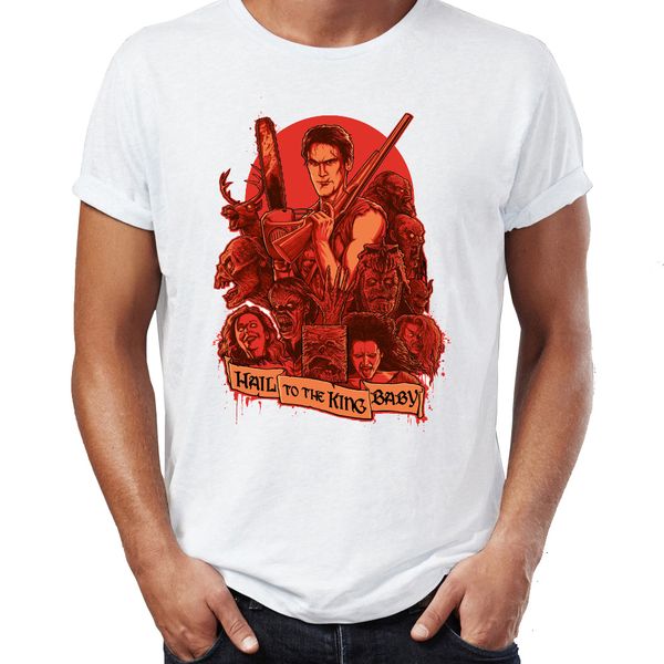 

men's t shirt ash vs evil dead badass awesome artwork printed tee, White;black