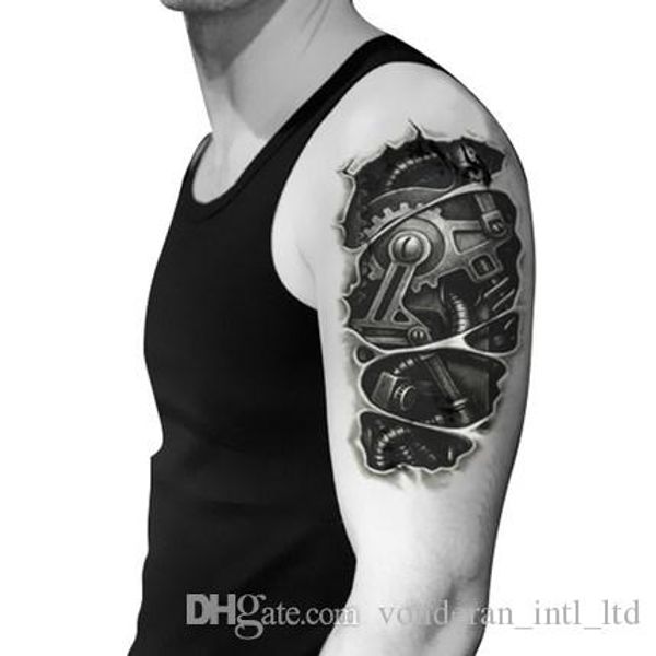 В 3D механическая рука тело живопись татуировки мода водонепроницаемые татуировки наклейки татуировки персонализированные 3Dtattoo