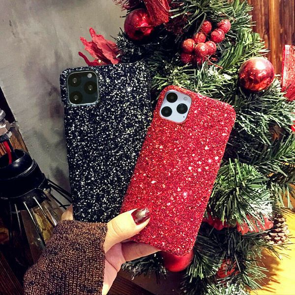 

fashion bling glitter christmas phone case for iphone 11 pro x xs max xr 8 7 6 s 6s plus shining sequins hard back cover coque