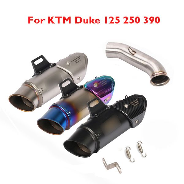 

motorcycle slip on exhaust 51mm muffler escape tip connecting link pipe for duke 390 250 125 rc390 2017 2018 2019
