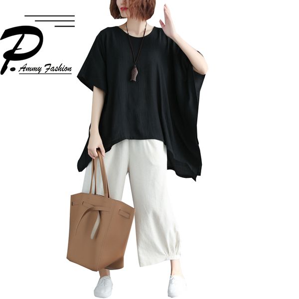 

2019 summer new large size women's loose korean version of the solid color short-sleeved plus size shirt, White