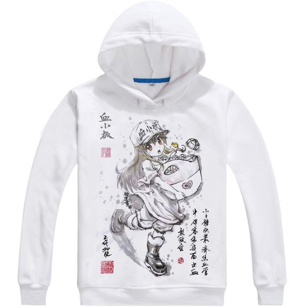 

long kesshoban cells mens hataraku sweatshirt work hoodies saibo saibou men at streetwear anime hoodie printed hooded platelet ooegs, Black