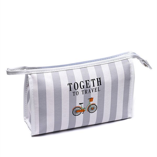 

pu leather stripe multi functional storage bag women travel cosmetic bag organizer makeup case make up hand carry pouch