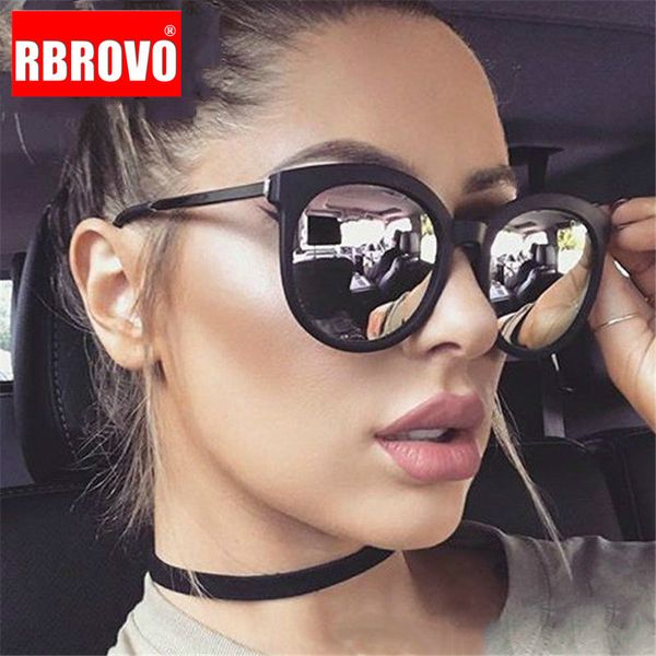 

rbrovo 2019 vintage round sunglasses women brand designer shopping glasses large frame street beat oculos de sol gafas uv400, White;black