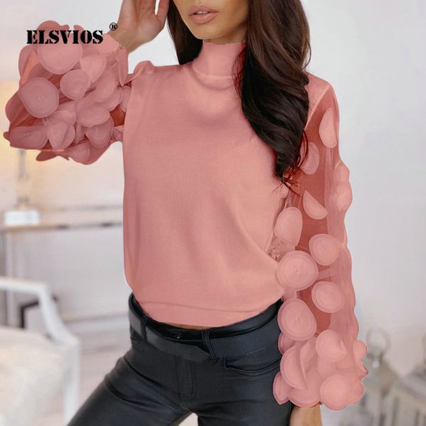 

flannel shirt women lantern long sleeve patchwork mesh 2020 spring autumn o-neck solid knitted blouse femme casual pullover, White