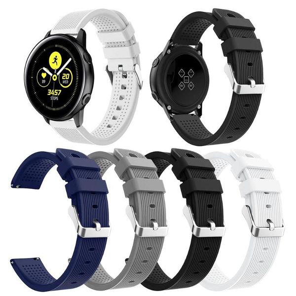 

soft silicone watchband bracelet strap for samsung galaxy watch active 20mm watchband strap sports band dropshipping, Black;brown