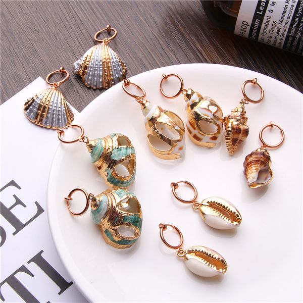 

2019 boho cowrie shell earrings for women earring hanging statement drop dangle earrings sea shell summer beach jewelry bohemian, Silver
